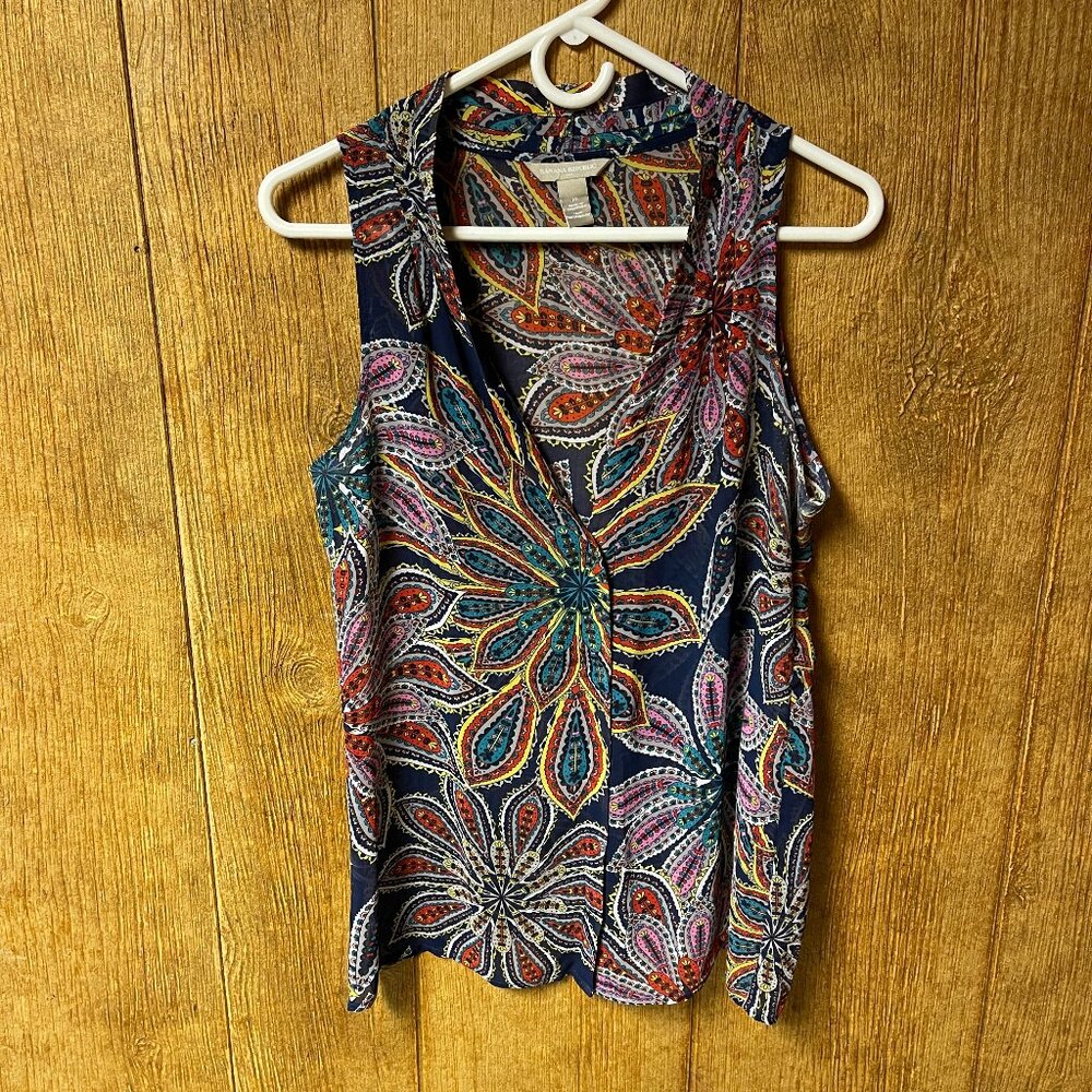 Paisley semi sheer sleeveless blouse
